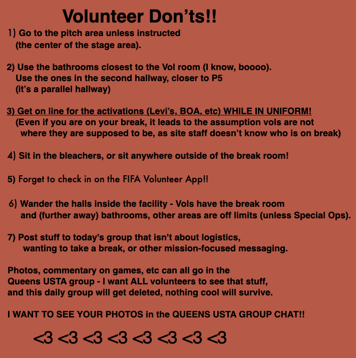 Volunteer Dont's